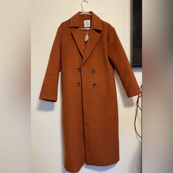 Urban Outfitters Jackets & Blazers - NWT Urban Outfitters Long Double Breasted Coat. Rust Terra Cotta Color. Size S.